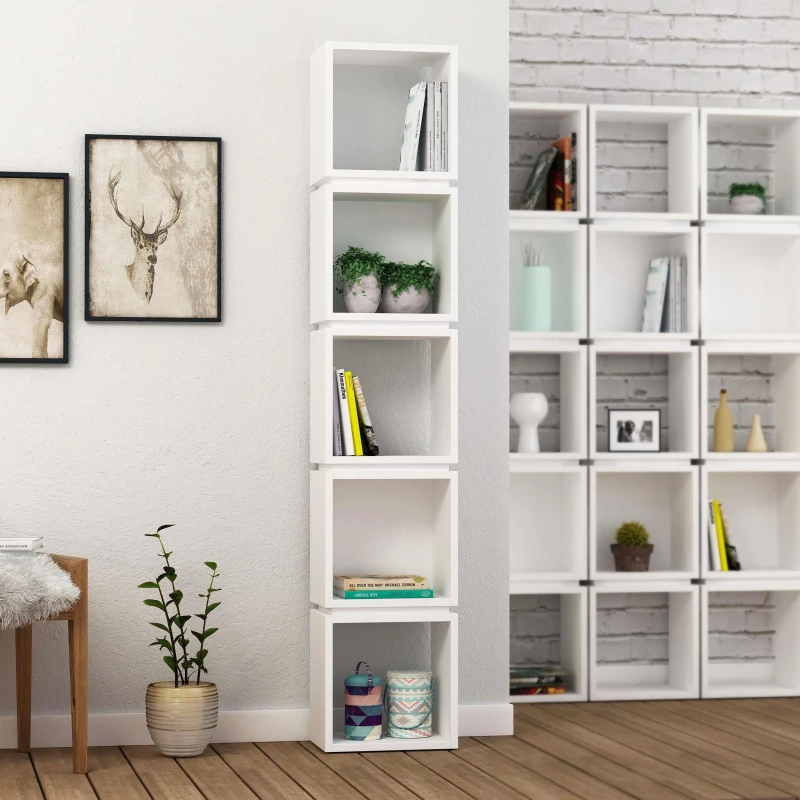 Image of DECORTIE Decortie Multi Modern Bookcase Display Unit Tall 167cm - White M.KT.02.16423.2