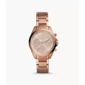 Image of Fossil Womens Modern Courier Midsize Chronograph Rose Gold-Tone Stainless Steel Watch - Rose Gold