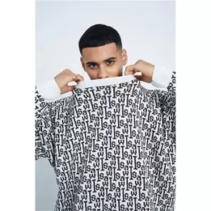 Image of I Saw It First Monogram Knitted Jacquard Oversized Jumper - White