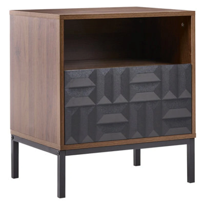 Image of Beliani 1 Drawer Bedside Table Caraquet Dark Brown