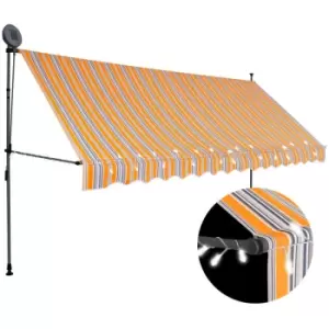 Image of Manual Retractable Awning with LED 350cm Yellow and Blue Vidaxl Multicolour