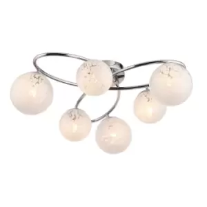 Image of Maye 6 Light Multi Arm Glass Semi Flush Ceiling Lamp Chrome
