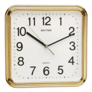 Image of Rhythm Polished Gold Finish Square Wall Clock