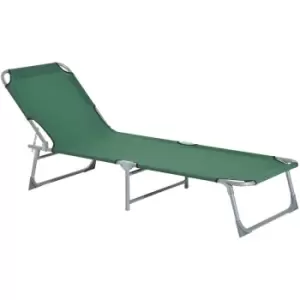 Image of Outdoor Folding Sun lounger Camping Portable Recliner Patio Beach Light Weight Chaise Garden Reclining Chair (Green) - Outsunny