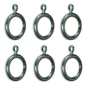 Image of Colours Chrome Effect Plastic Curtain Ring Dia19mm Pack of 6