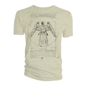Image of Doctor Who - Vitruvian Weeping Angel Womens Large T-Shirt - Sand
