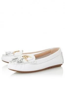 Image of Dune London Geena Hardware Detail Moccasin - White