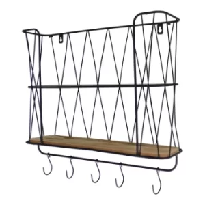 Image of Double Wall Hanging Shelf Unit With Hooks
