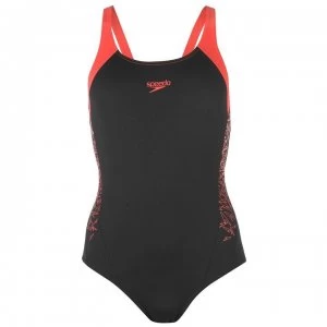 Image of Speedo Boom Splice Muscleback Swimsuit Ladies - Black/Red
