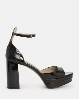 Image of AllSaints Tia Metallic Square Toe Platform Heels