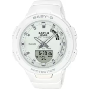Image of Ladies Casio 'G-Squad Bluetooth Step Tracker' White Stainless Steel and Resin Quartz Chronograph Radio-Controlled Watch