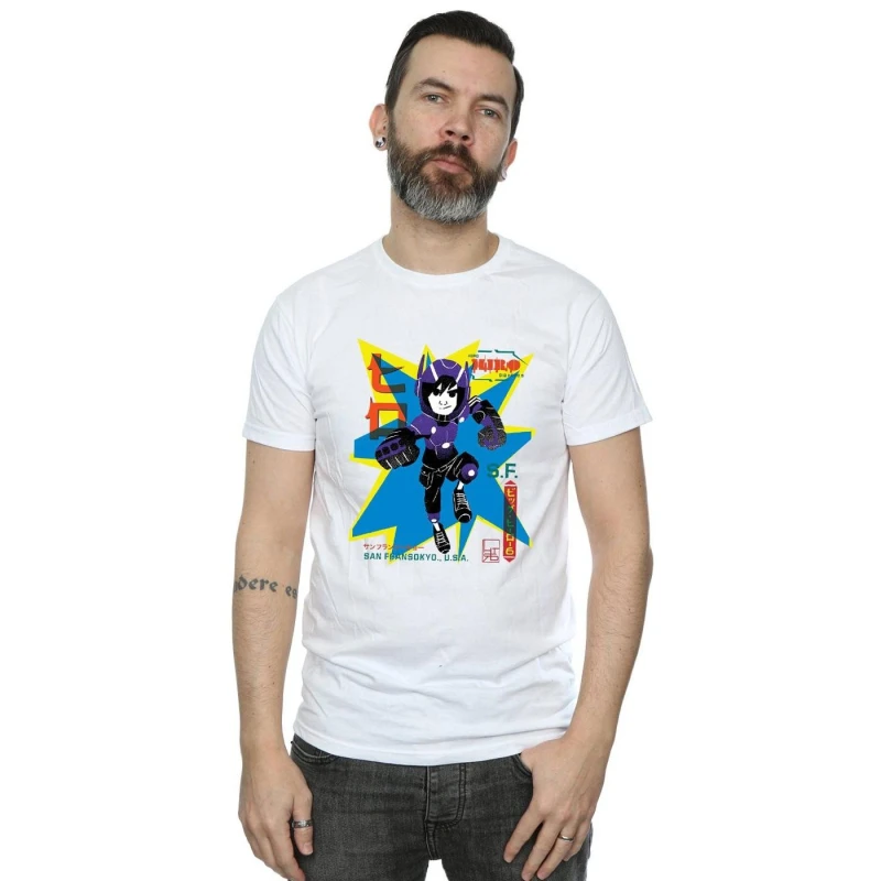 Image of Disney Men Big Hero 6 Hiro Anime T-Shirt in White Size: Small White S Male 5057864214116