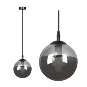 Image of Cosmo Black Globe Pendant Ceiling Light with Graphite Glass Shades, 1x E14