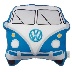 Image of Plush Volkswagen VW T1 Camper Bus Shaped Blue Cushion