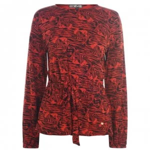 Image of Biba Long Sleeve Waisted Top - Hidden Zebra