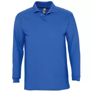 Image of SOLS Mens Winter II Long Sleeve Pique Cotton Polo Shirt (M) (Royal Blue)