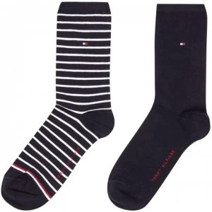 Image of Tommy Bodywear Small Stripe 2 Pair Pack Ankle Socks - Navy