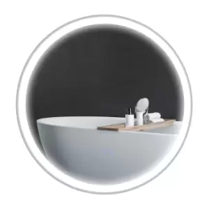 Image of kleankin Round Illuminated Bathroom Mirrors w/ LED Lights, Wall Mount Makeup Mirror w/ 3 Colours, Defogging Film, Memory Function, 60 cm
