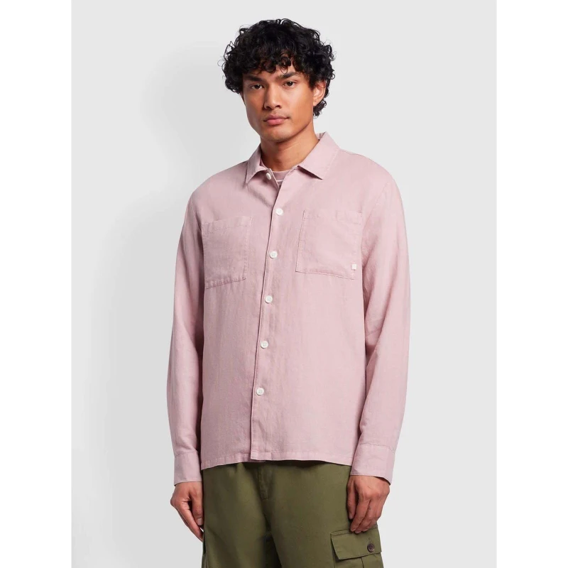 Image of Farah Nelson Slub Shirt Pink male XS