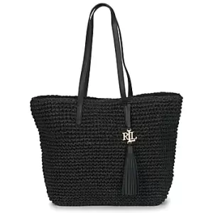 Image of Lauren Ralph Lauren STRAW TOTE-TOTE-MEDIUM womens Shoulder Bag in Black. Sizes available:One size