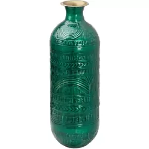Image of Hill Interiors Aztec Collection Lebes Embossed Vase (One Size) (Green/Brass) - Green/Brass
