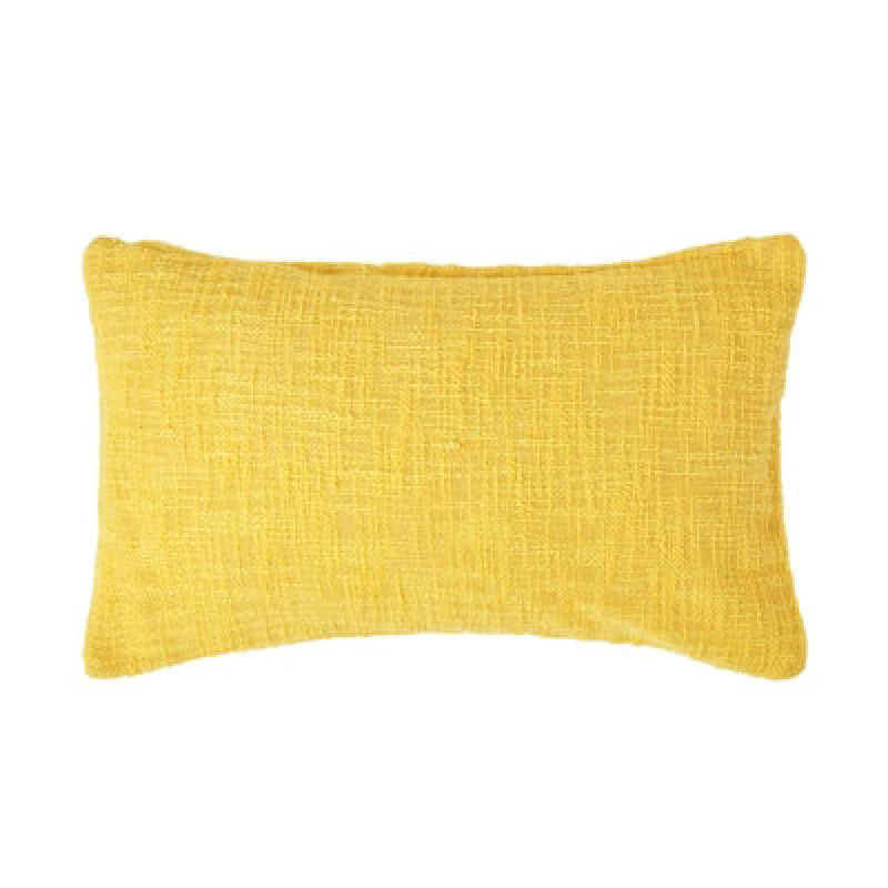 Image of Homescapes Nirvana Cotton Yellow Rectangular Cushion Cover, 30 X 50 Cm