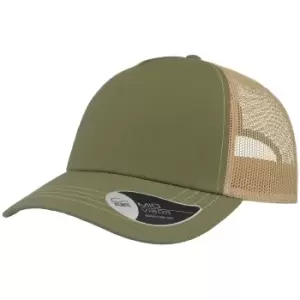Image of Atlantis Rapper Canvas 5 Panel Trucker Cap (One Size) (Olive/Khaki)