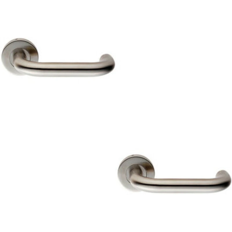 Image of Loops 2x PAIR 19mm Round Bar Safety Lever on Slim Round Rose Concealed Fix Satin Steel Metallics