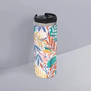 Image of Colourful Leaf Print Stainless Steel Travel Mug
