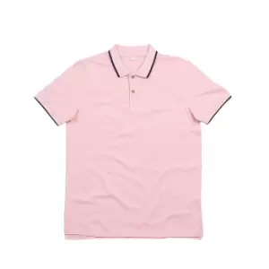 Image of Mantis Mens The Tipped Polo Shirt (M) (Soft Pink/Navy)