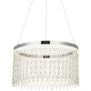 Image of Endon Liliana Single Pendant Ceiling Lamp, Chrome Plate, Crystal Glass