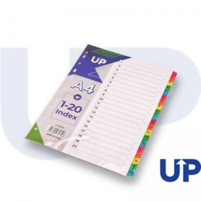 Image of UP Index White Multicolour Tabs 1 - 20