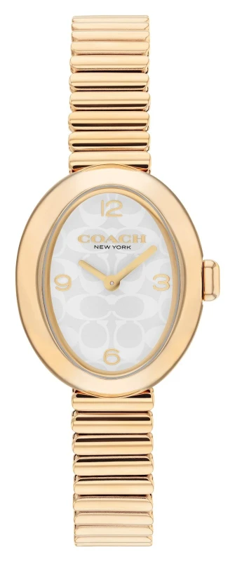 Image of Coach 14504573 Womens Sammy (22.5mm) White Logo Dial / Gold Watch