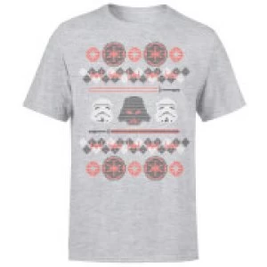 Image of Star Wars Christmas Empire Knit Grey T-Shirt - L