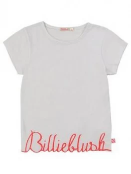 Image of Billieblush Girls Short Sleeve Embroidered Logo Hem T-Shirt - White