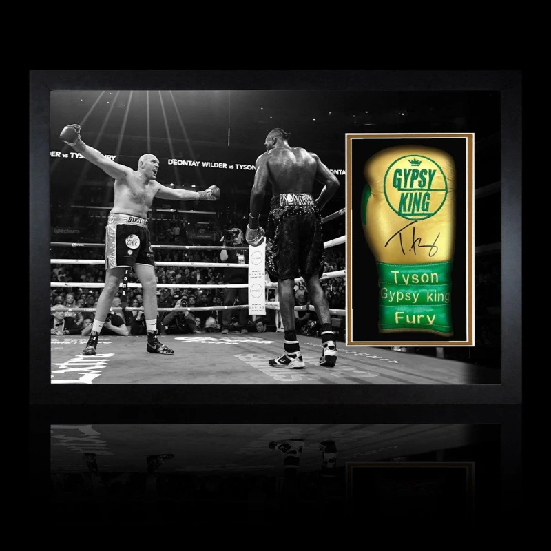 Image of The Fan Cave Tyson Fury v Deontay Wilder I Signed Glove Iconic Green unisex 690mm x 48