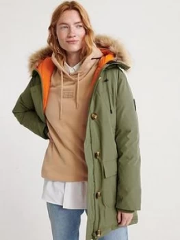 Image of Superdry Rookie Down Parka Jacket - Green, Size 10, Women