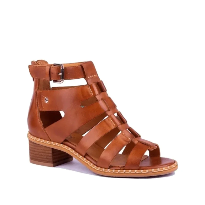 Image of Pikolinos Blanes W3H Leather Womens Heels Sandals - Brandy - Size:UK 5-5.5