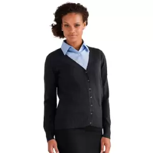 Image of Russell Collection Ladies/Womens V-neck Knitted Cardigan (XS) (Black)