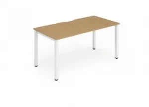 Image of Single White Frame Bench Desk 1200 Oak