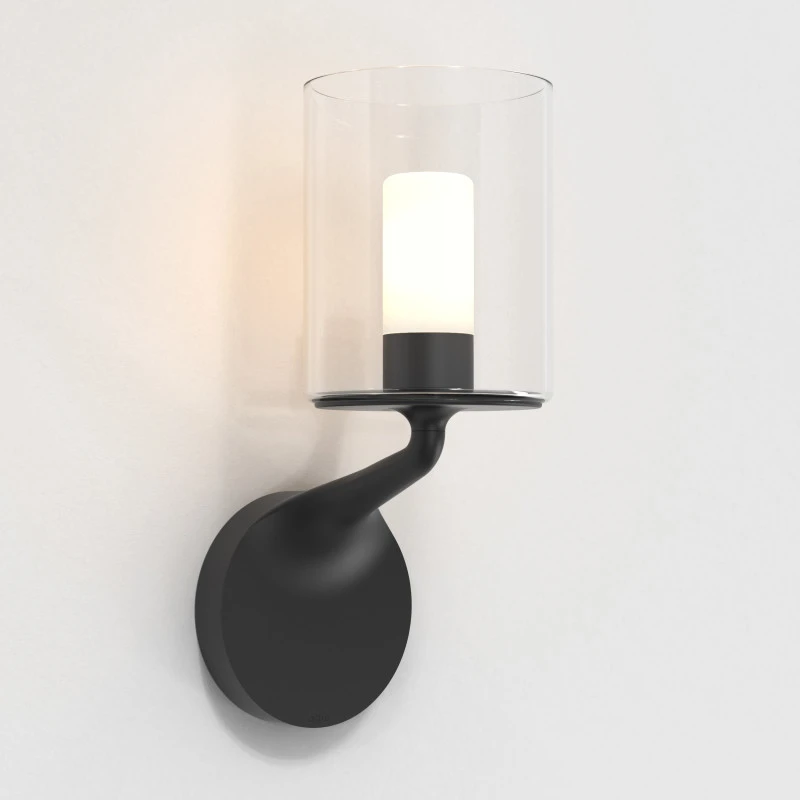 Image of Astro Astro Elena Bathroom Wall Light - Matt Black & Glass