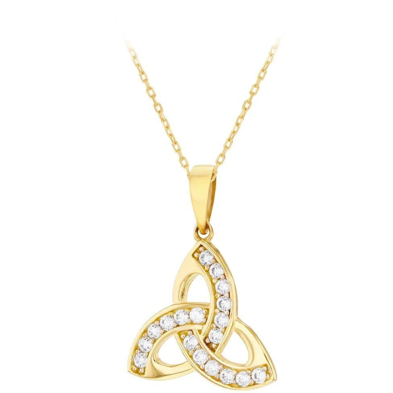 Image of Be You 9ct Gold CZ Celtic Knot Adjustable Necklace Statement Necklaces 16-17.5" Gold 72937510000