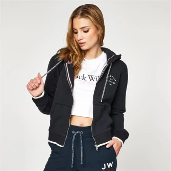 Image of Jack Wills Nellie Zip Through Logo Hoodie - Black