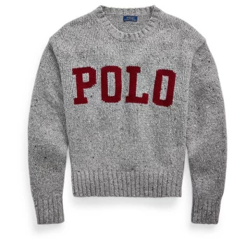 Image of Polo Ralph Lauren Logo Knit Jumper - Grey/Wine