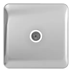 Image of Schneider Electric Lisse Screwless Deco - Single TV/FM Aerial Socket, 240V, GGBL7010WPC, Polished Chrome with White Insert