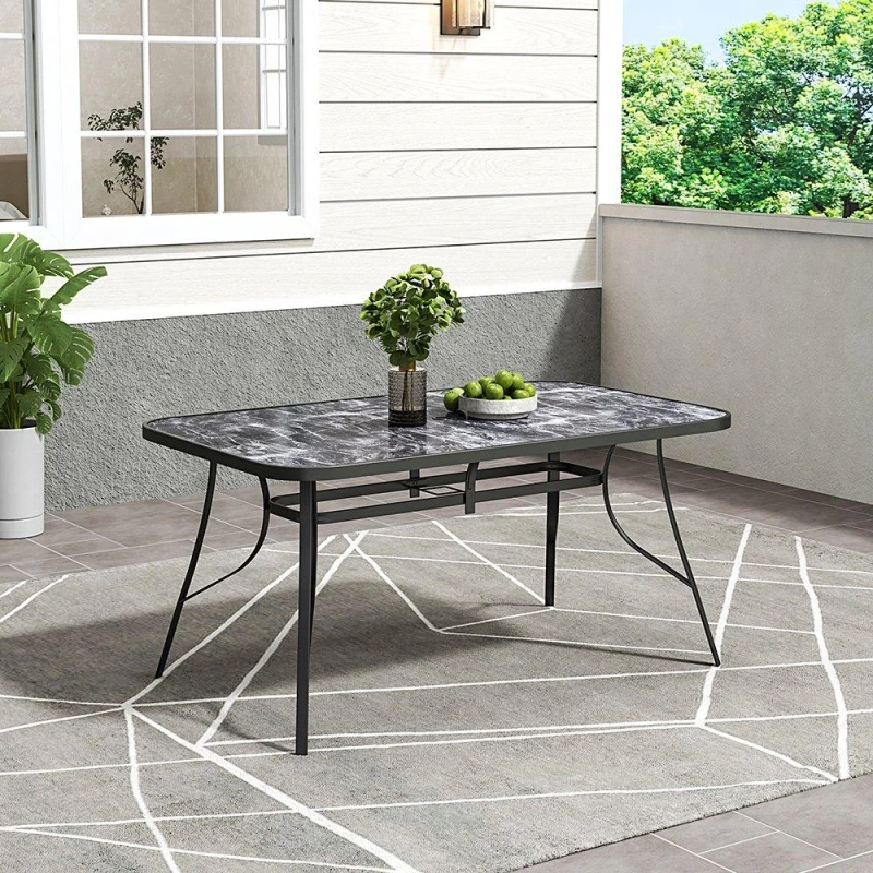 Image of Breeins Garden Tempered Glass Marble Coffee Table Black L
