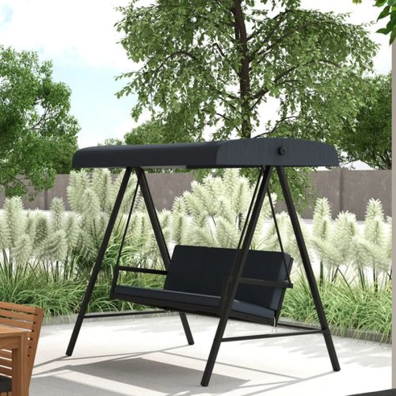 Image of Outsunny 3 Seater Garden Swing Chair with Adjustable Canopy and Cushions Dark Grey