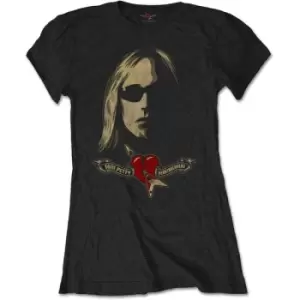 Image of Tom Petty & The Heartbreakers - Shades & Logo Ladies Medium T-Shirt - Black