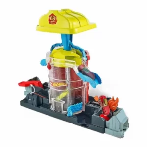Image of Hot Wheels City Super Fire House Rescue Playset