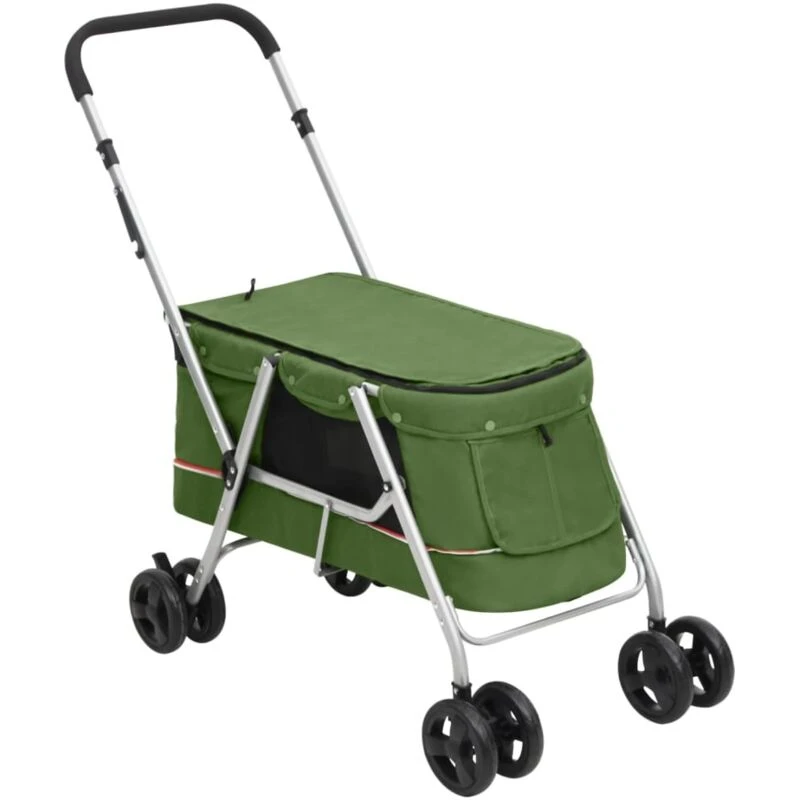 Image of VIDAXL Vidaxl - Folding Dog Stroller Green 100x49x96cm Linen Fabric 8720845735265